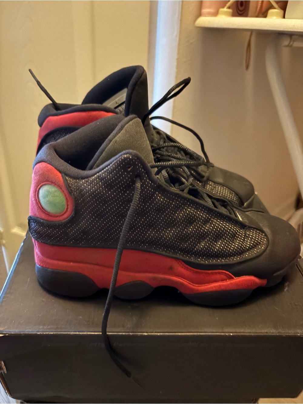 Jordan Kids Black and Red High-Top Sneakers